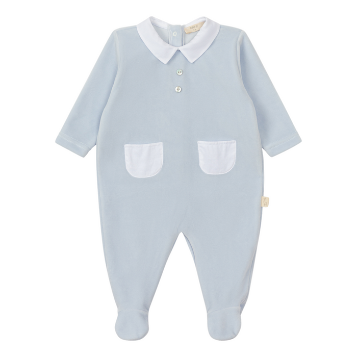 Baby Gi - Pastel blue footie with pockets