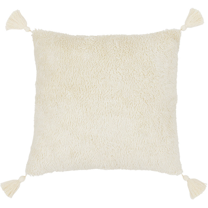 Cotton & Sweets - Boho Sheepskin fringe square pillow Vanilla