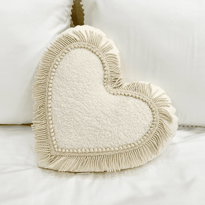 Cotton & Sweets - Boho Twist heart pillow Vanilla