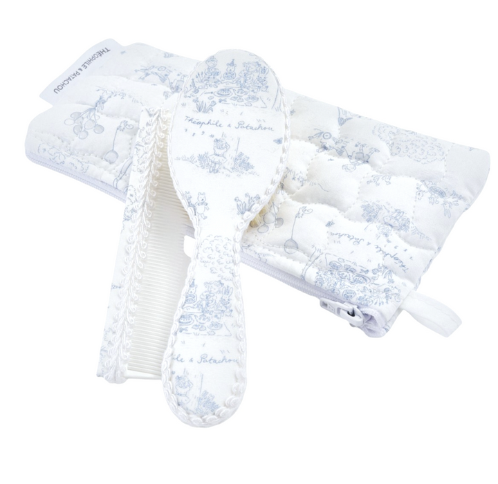 Théophile & Patachou - Blue Garden Party - Borstel en kam -bedrukt + pochet