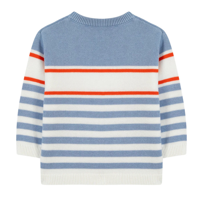 Tartine et Chocolat - Trui gestreept grijs matrozenblauw