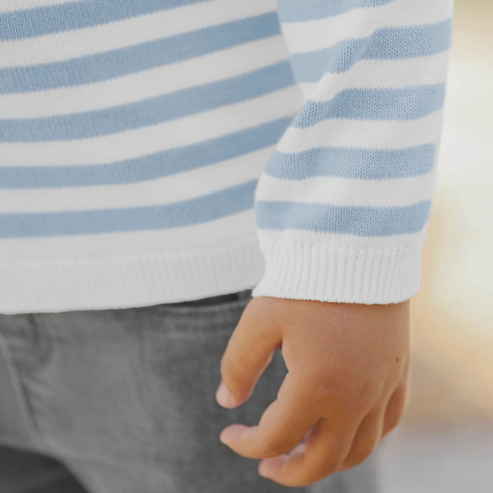 Tartine et Chocolat - Trui gestreept grijs matrozenblauw