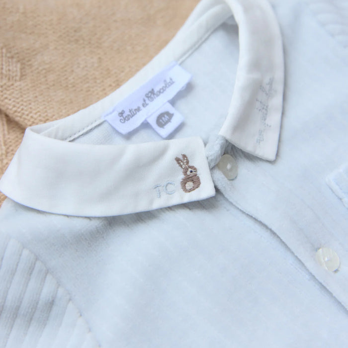 Tartine & Chocolat - Combinaison longue - Bleu céleste velours