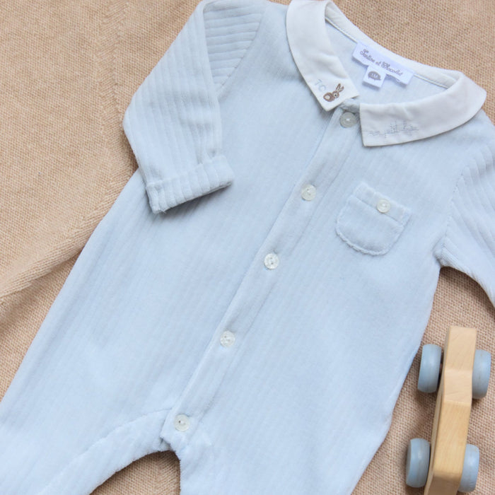 Tartine & Chocolat - Combinaison longue - Bleu céleste velours