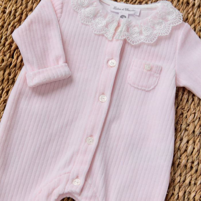 Tartine & Chocolat - Combinaison Longue - Rose pâle velours