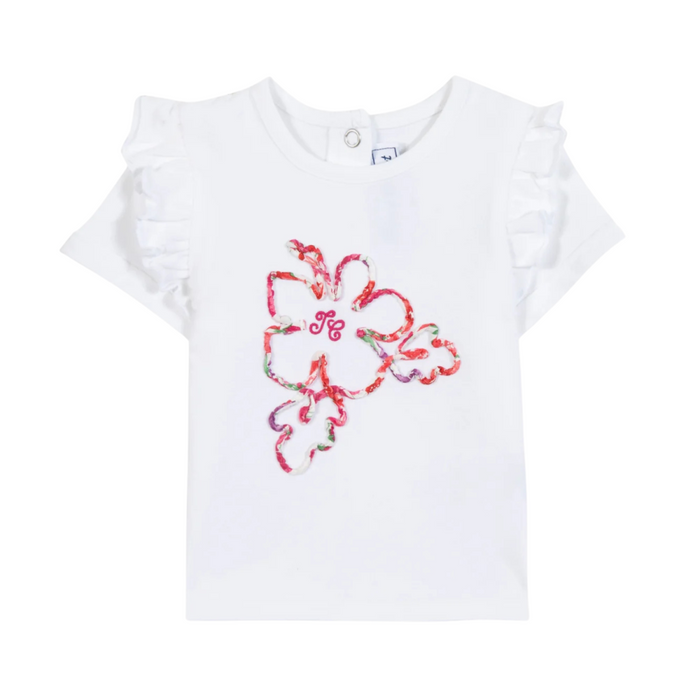 Tartine et Chocolat - T-shirt wit met bloemen liberty print