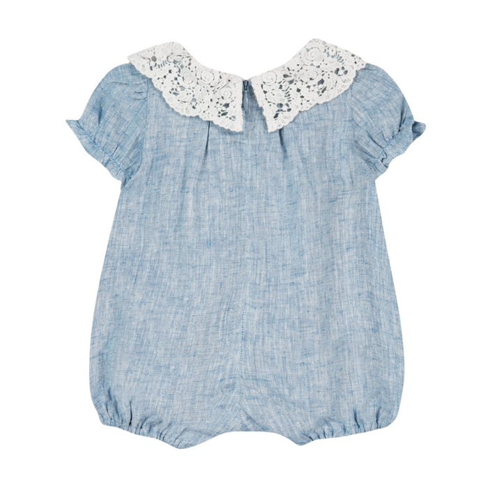 Tartine et Chocolat - Combinaison courte - Bleu - Col dentelle