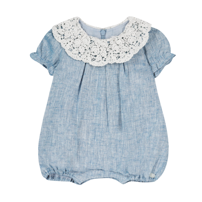 Tartine et Chocolat - Combinaison courte - Bleu - Col dentelle