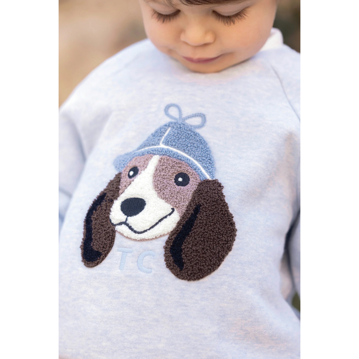 Tartine et Chocolat - Sweater in Chine blauw met hondje
