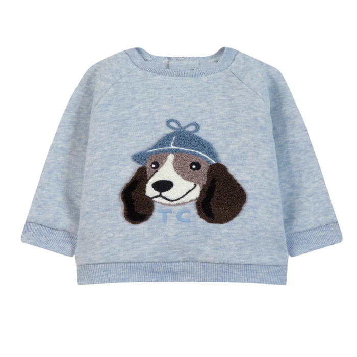Tartine et Chocolat - Sweater in Chine blauw met hondje
