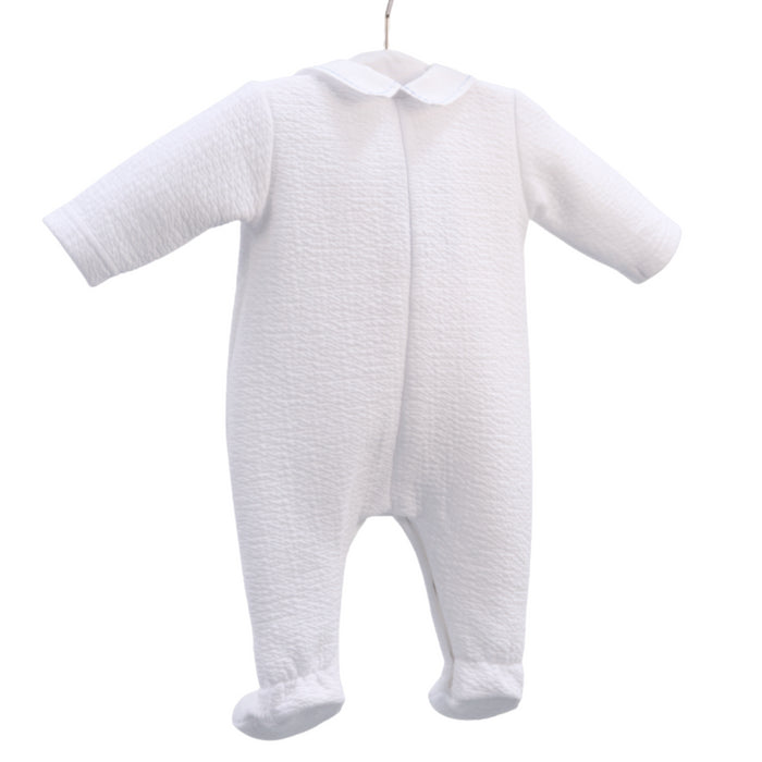 Théophile & Patachou - Casual baby uitzet - Kruippakje jersey gewafeld polo kraag open voorzijde -  Lichtblauw 1 maand