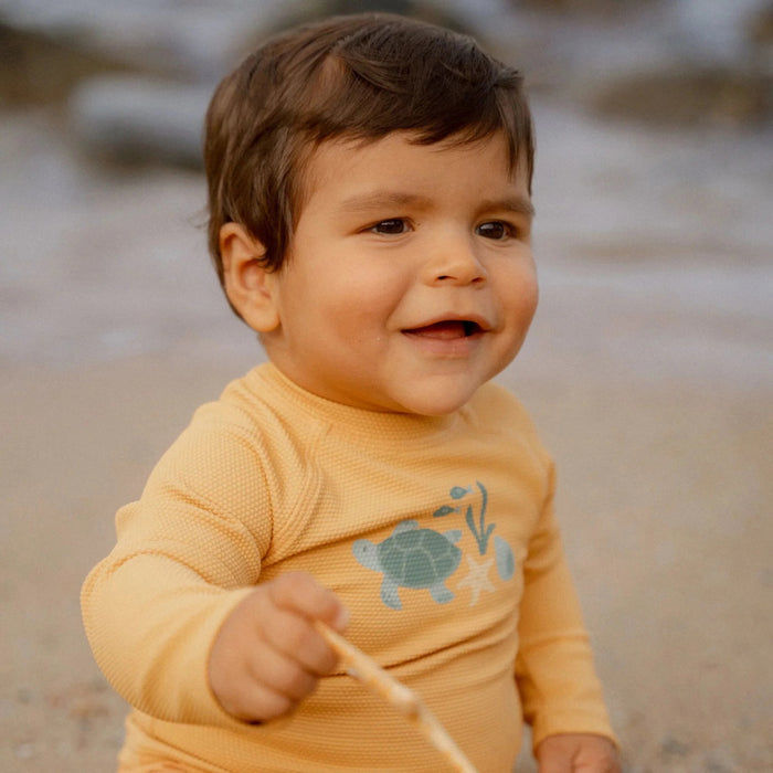 Little Dutch - Zwemshirt lange mouw - Geel - Seashells sunny yellow
