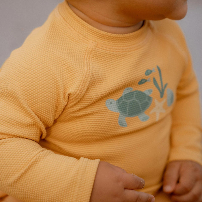 Little Dutch - Zwemshirt lange mouw - Geel - Seashells sunny yellow