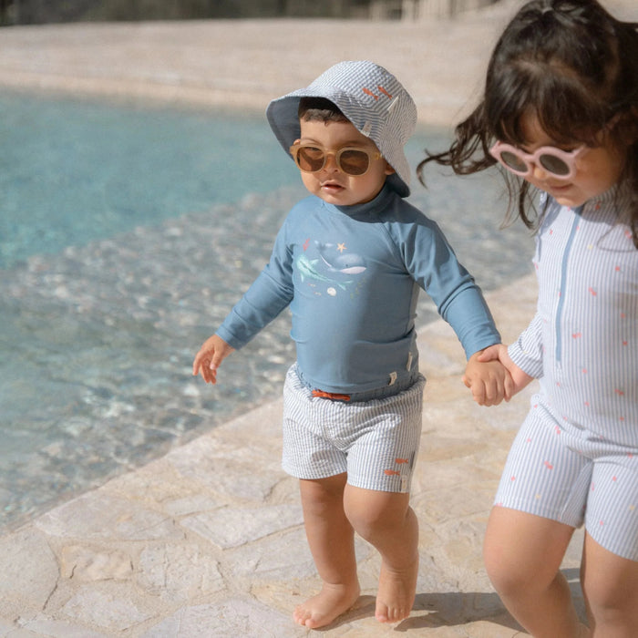 Little Dutch - Bucket hat omkeerbaar Stripes - Ocean Blue