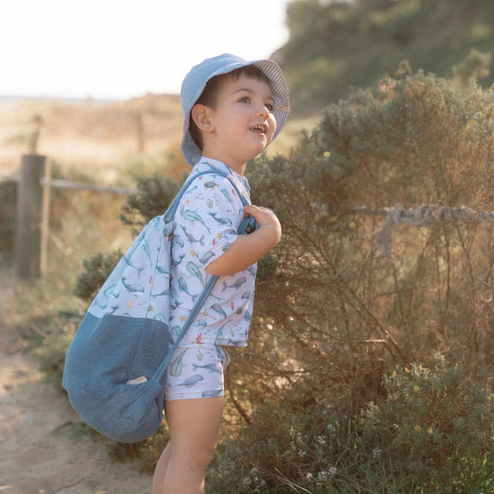 Little Dutch - Bucket hat omkeerbaar Stripes - Ocean Blue