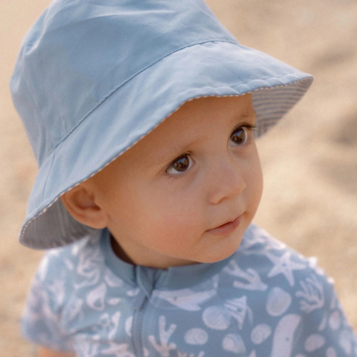 Little Dutch - Bucket hat omkeerbaar Stripes - Ocean Blue