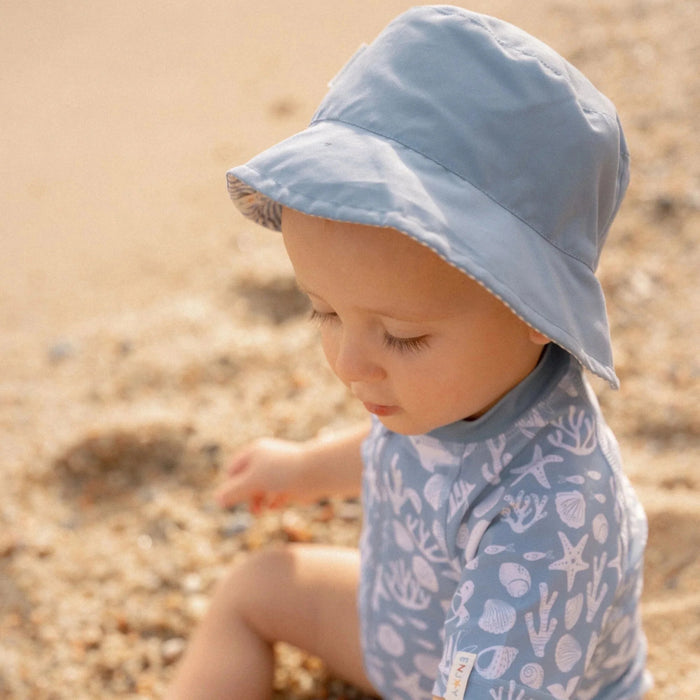 Little Dutch - Bucket hat omkeerbaar Stripes - Ocean Blue