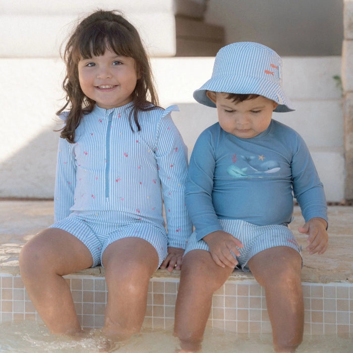 Little Dutch - Bucket hat omkeerbaar Stripes - Ocean Blue