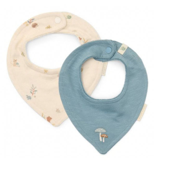 Little Dutch - Bib - set van 2 - Forest friends - Stone blue/Forest nature