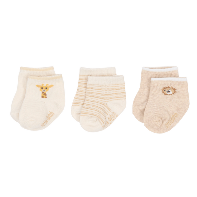 Little Dutch - 3-pack sokken Safari Friends - Beige