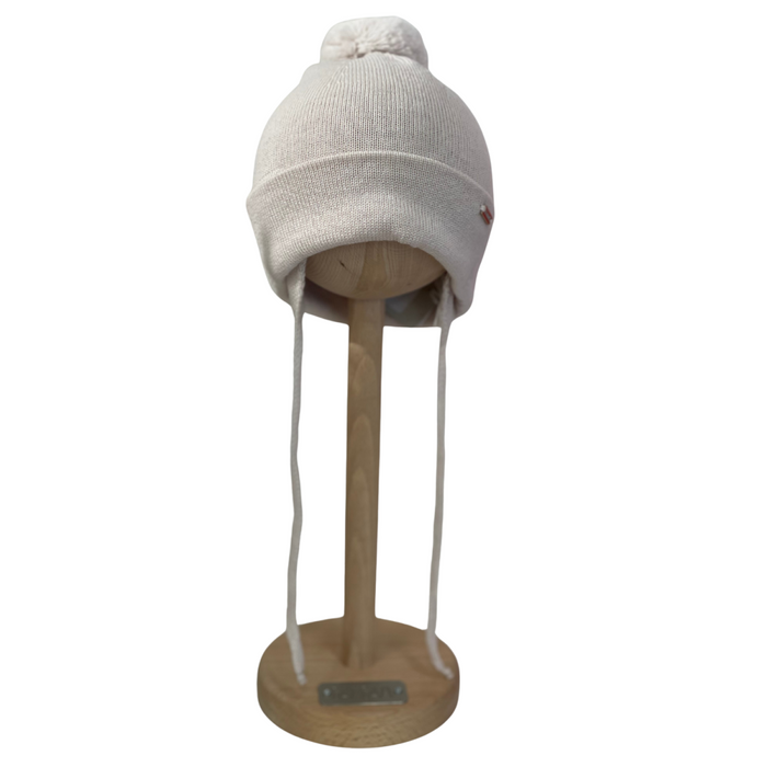 Il Trenino - Wollen muts met kleine pompon - Lichtbeige