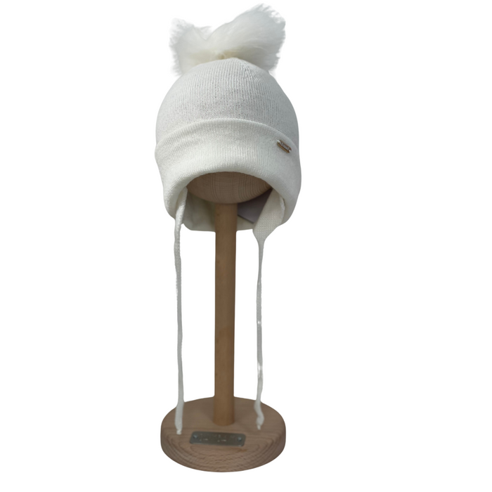 Il Trenino - Wollen muts met kleine fluffy pompon - Ecru