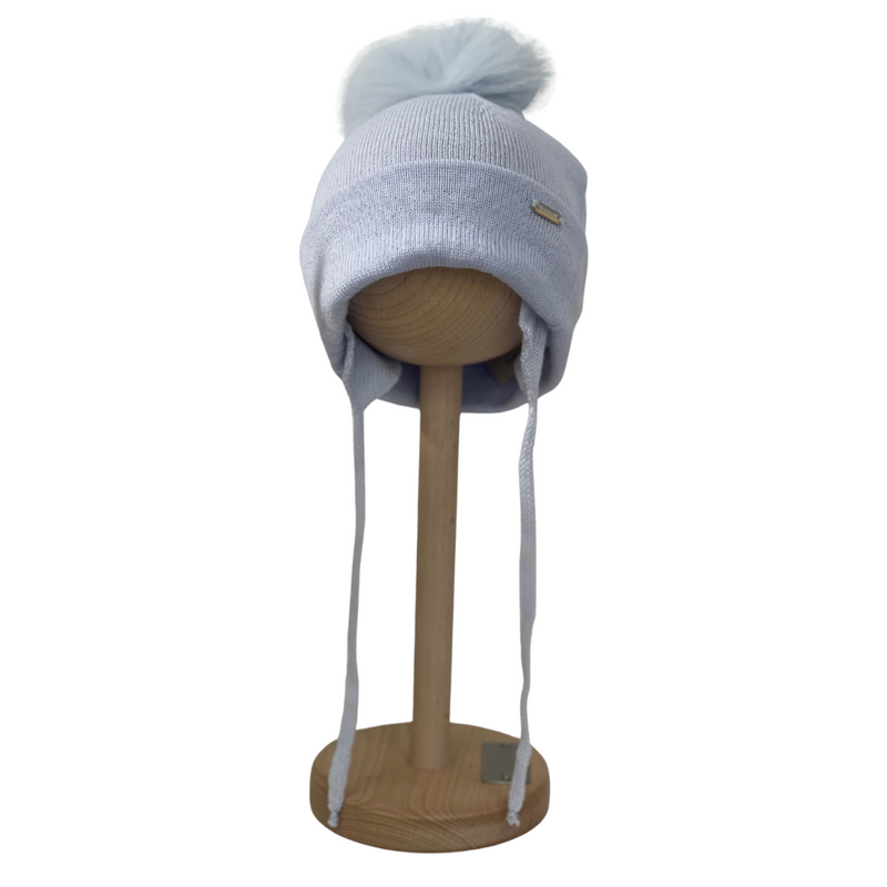 Il Trenino - Wollen muts met kleine fluffy pompon - Lichtblauw