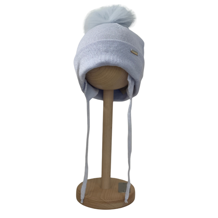 Il Trenino - Wollen muts met kleine fluffy pompon - Lichtblauw