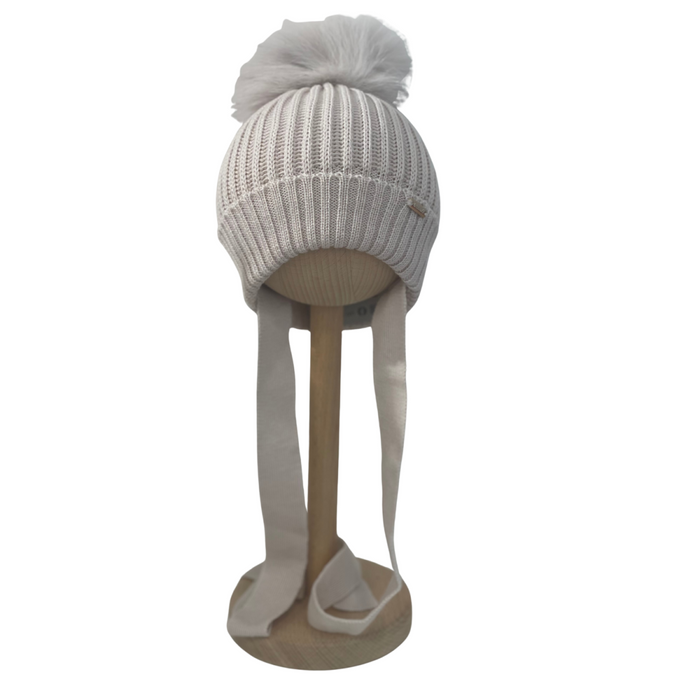 Il Trenino - Wollen muts met pompon - Beige