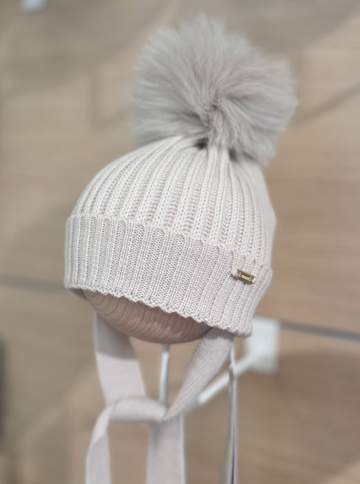 Il Trenino - Muts in beige met pompom en lintjes