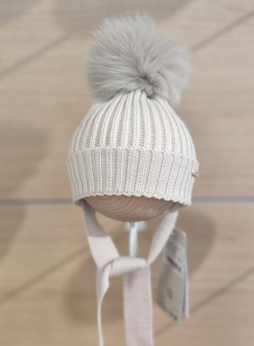 Il Trenino - Muts in beige met pompom en lintjes