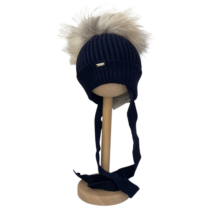 Il Trenino - Wollen muts met pompon - Navy