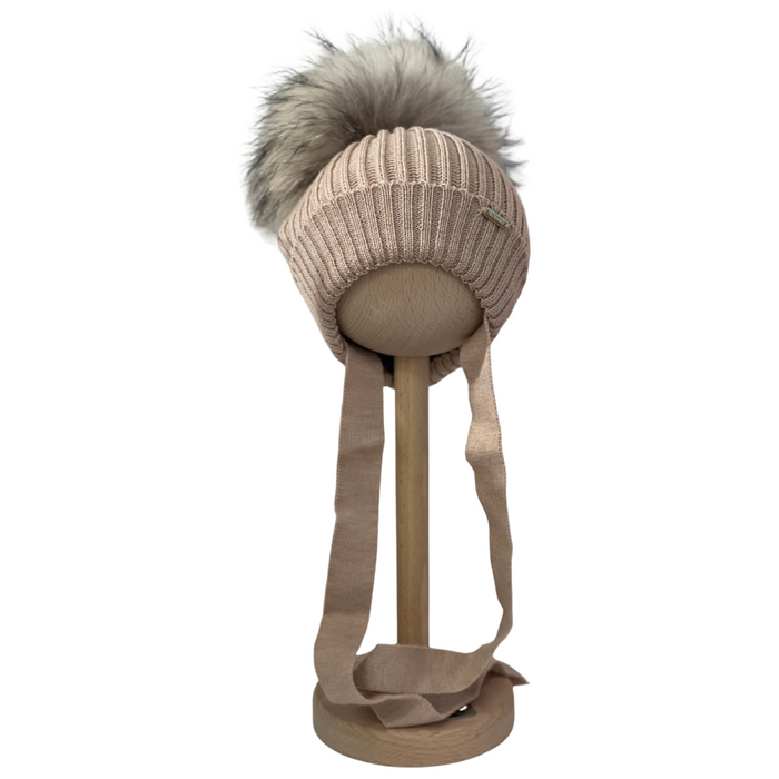 Il Trenino - Wollen muts met pompon - Beige