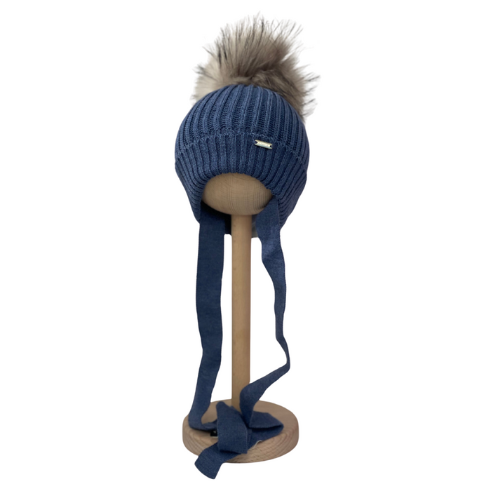 Il Trenino - Wollen muts met pompon - Blauw