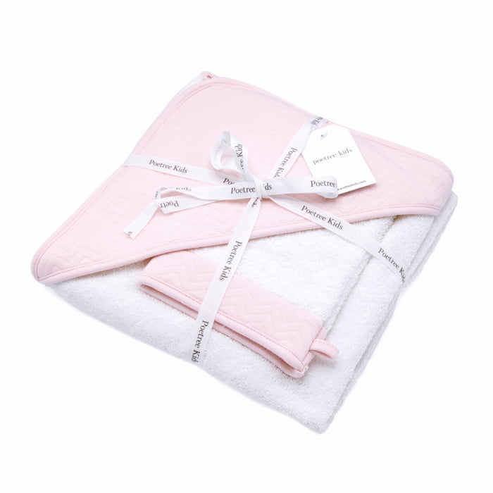 Poetree - Chevron Light Pink - Badcape & washandje