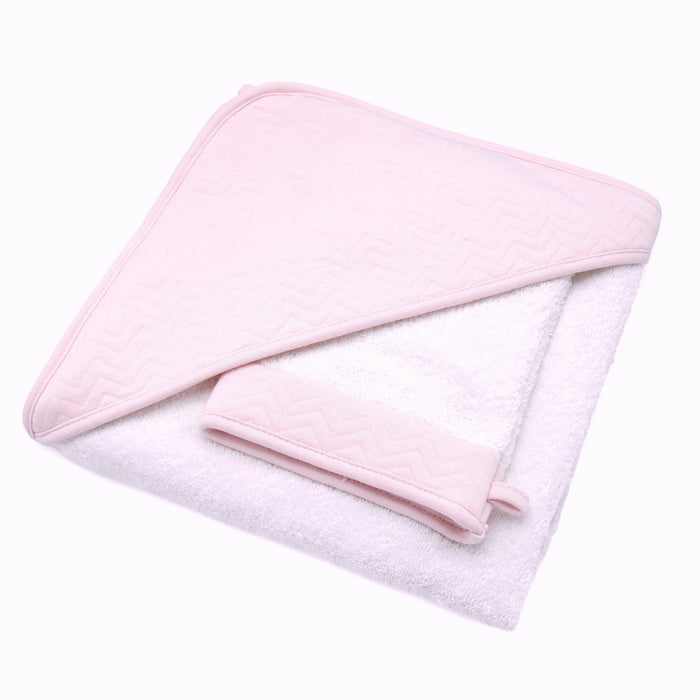 Poetree - Chevron Light Pink - Badcape & washandje