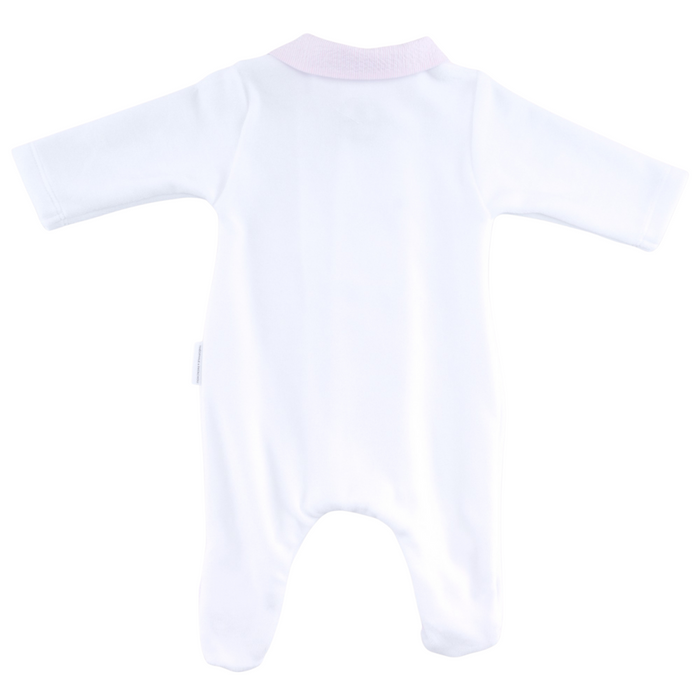 Théophile et Patachou - Kruippakje Velours wit met roze kraagje