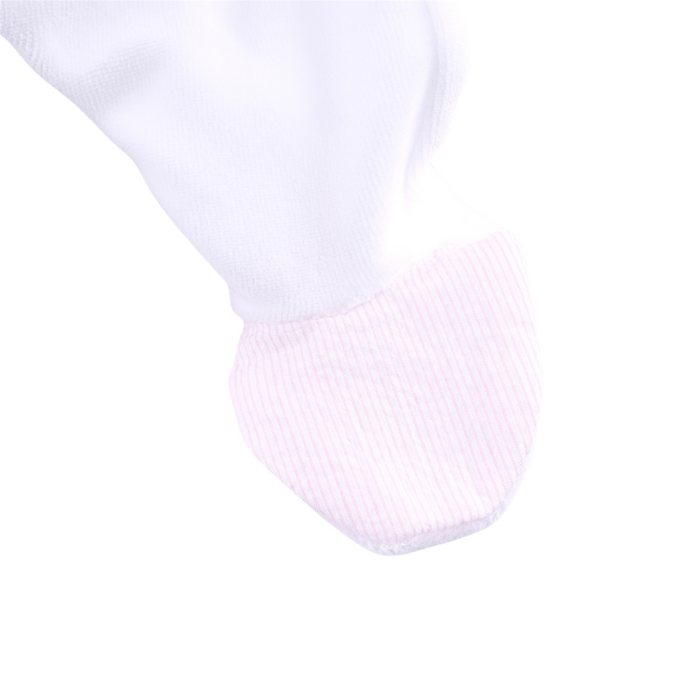 Théophile et Patachou - Kruippakje Velours wit met roze kraagje