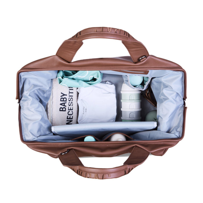 Childhome - Mommy Bag ® Verzorgingstas - SIMILI LEER DONKERBRUIN