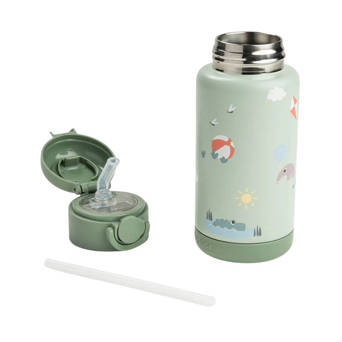 Done by Deer - Insulated straw bottle Playground Green (340 ml)