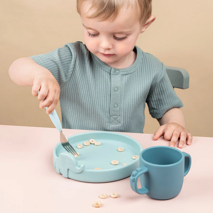 Done by Deer - Easy-grip cutlery set Deer friends Blue