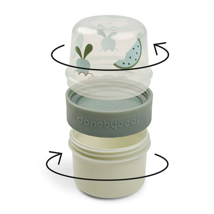 Done By Deer - To go 2-way snack container S Birdee Green