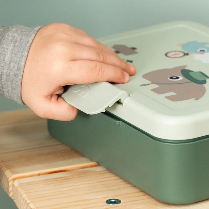 Done by Deer - Lunch box w/divider Tiny trails Green