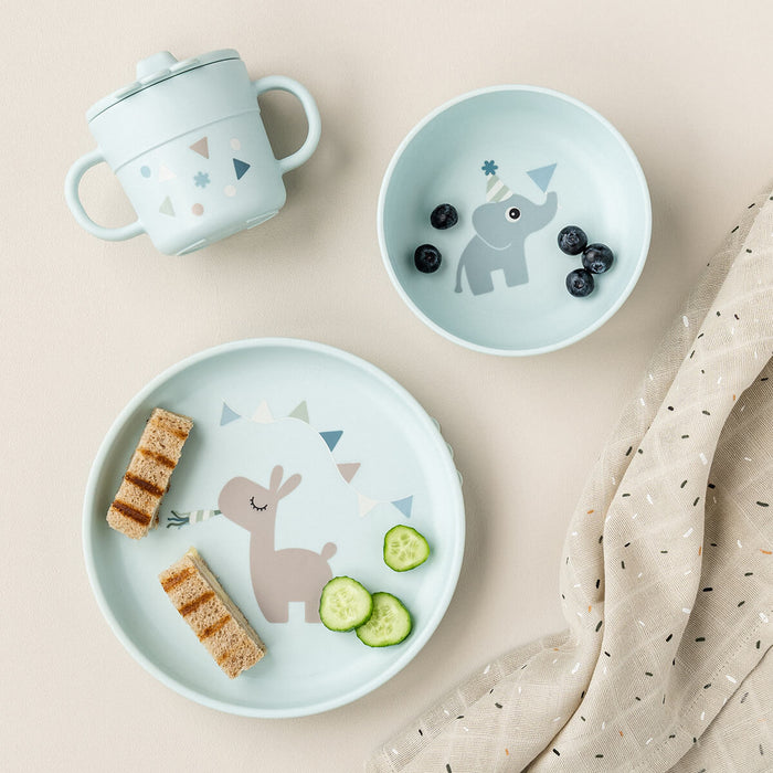 Done by Deer -Foodie dinner set with suction Celebration Blue