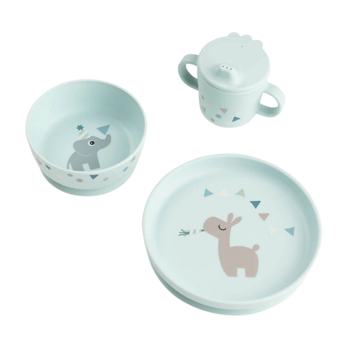 Done by Deer -Foodie dinner set with suction Celebration Blue