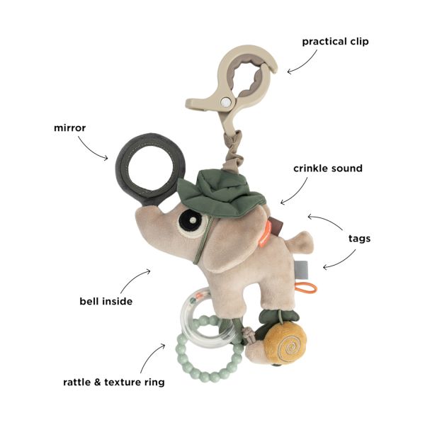 Done by Deer - Activity toy met clip Elphee Tiny trails - Sand