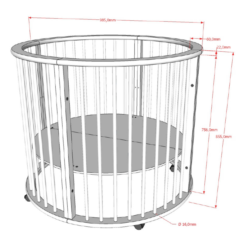 Dino babypark rond (Ø 90 cm) - Walnoot