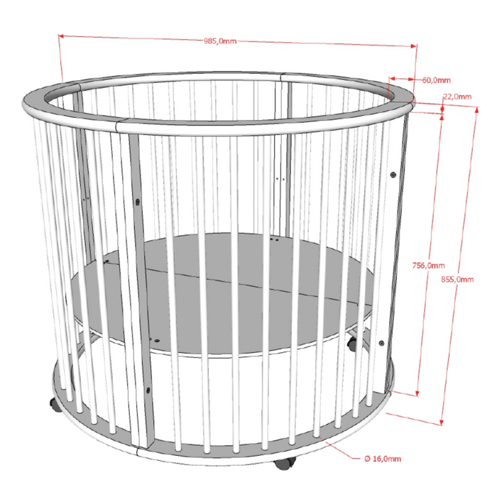 Dino babypark rond (Ø 90 cm) - Walnoot