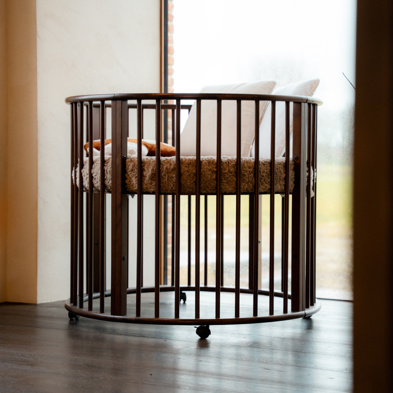 Dino babypark rond (Ø 90 cm) - Walnoot