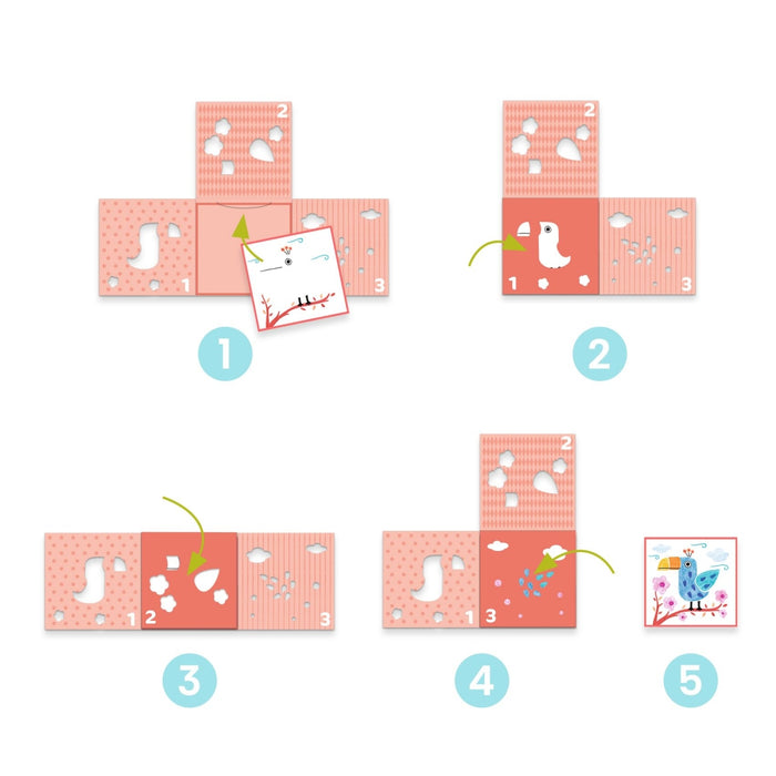 Djeco - KLEUREN - 3 sjablonen, 1 afbeelding - FSC MIX